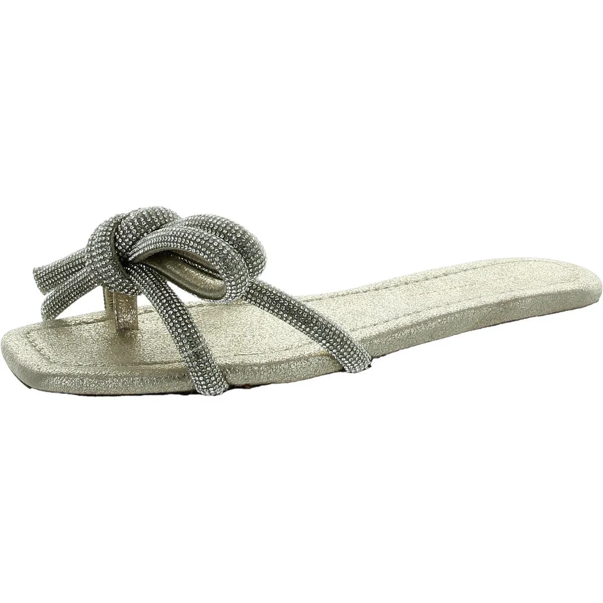 Hadley Womens Rhinestone Metallic Slide Sandals