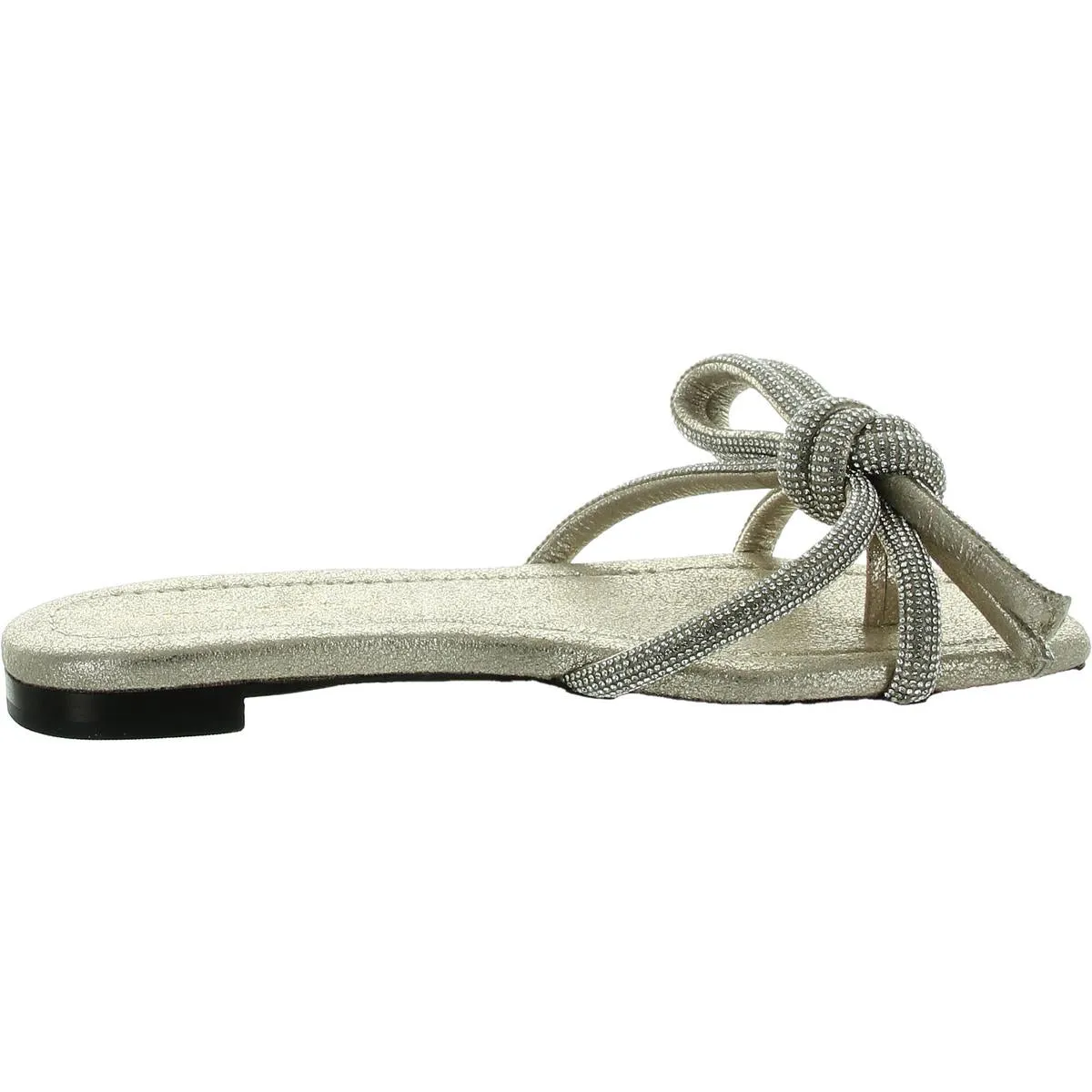 Hadley Womens Rhinestone Metallic Slide Sandals