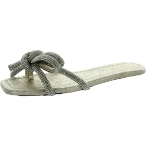 Hadley Womens Rhinestone Metallic Slide Sandals