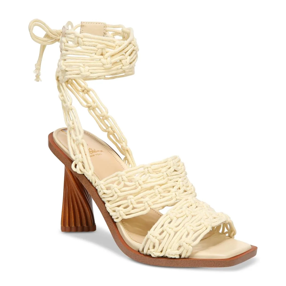 Harleigh Womens Macrame Square Toe Heels