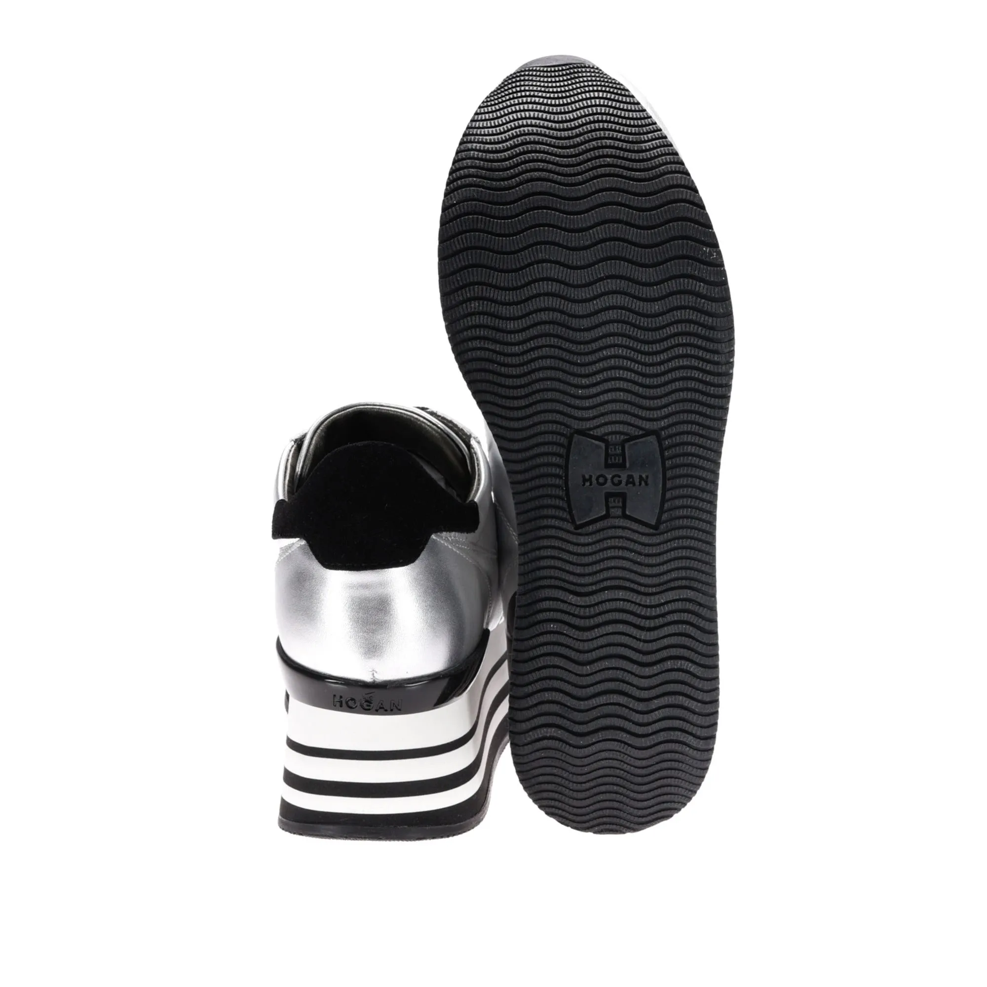 Hogan Maxi 222 Silver Leather Sneakers