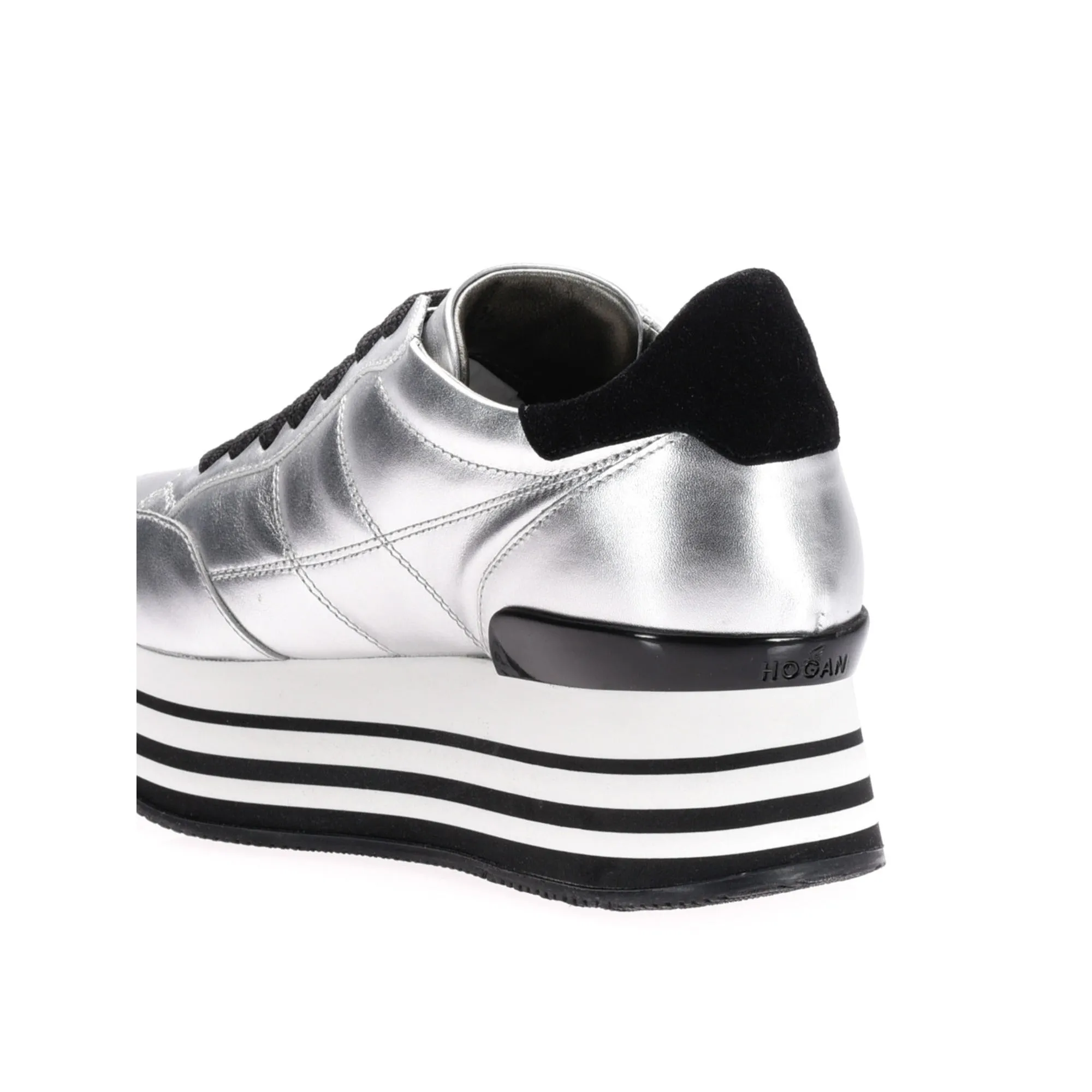 Hogan Maxi 222 Silver Leather Sneakers