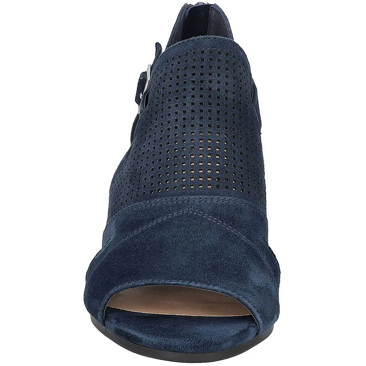 Illiana Womens Leather Perforated Block Heel