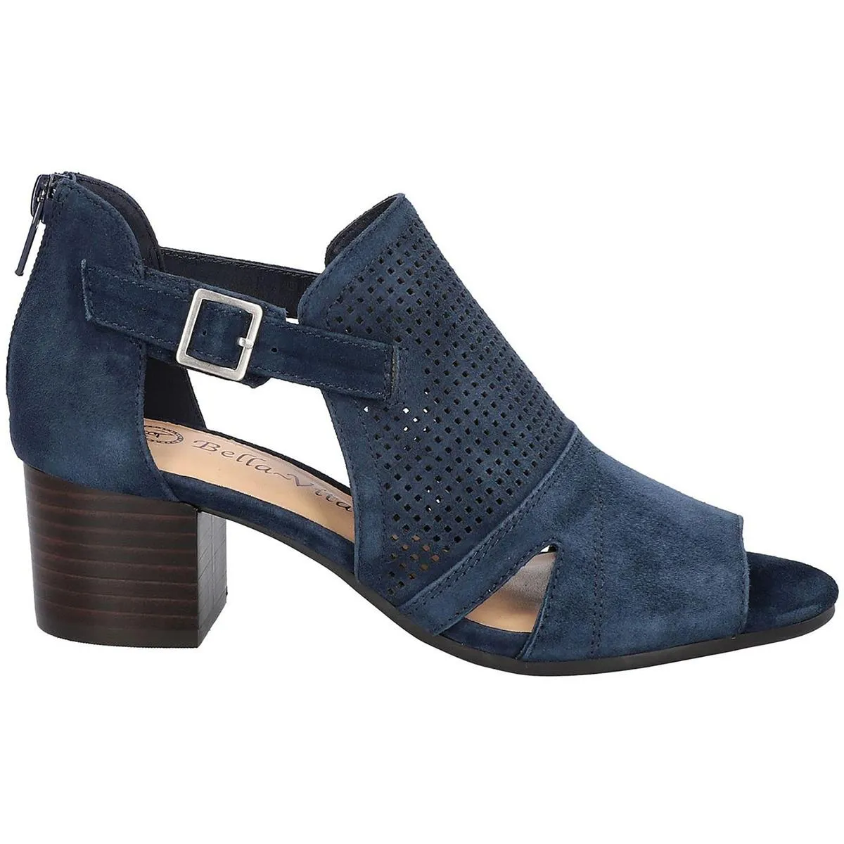 Illiana Womens Leather Perforated Block Heel