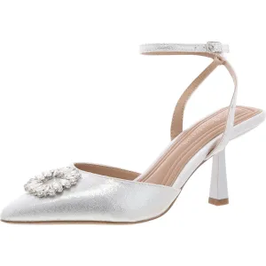 Ipany Womens Adjustable Shimmer Slingback Heels