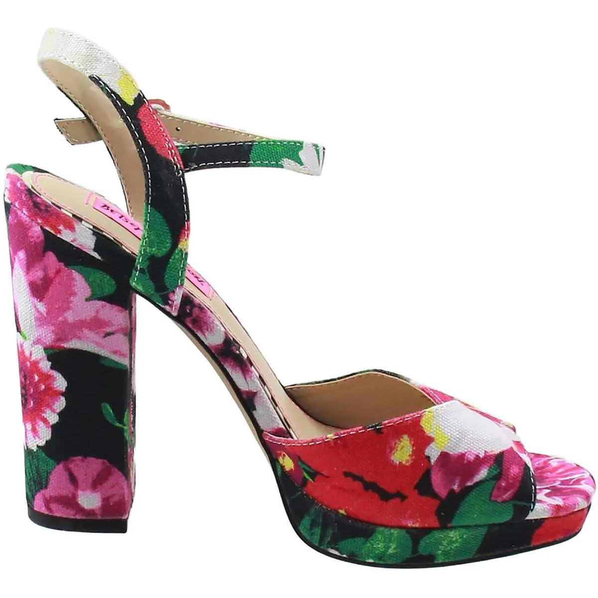 ISLA Womens Floral Print Manmade Block Heels