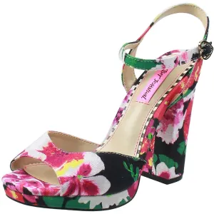 ISLA Womens Floral Print Manmade Block Heels