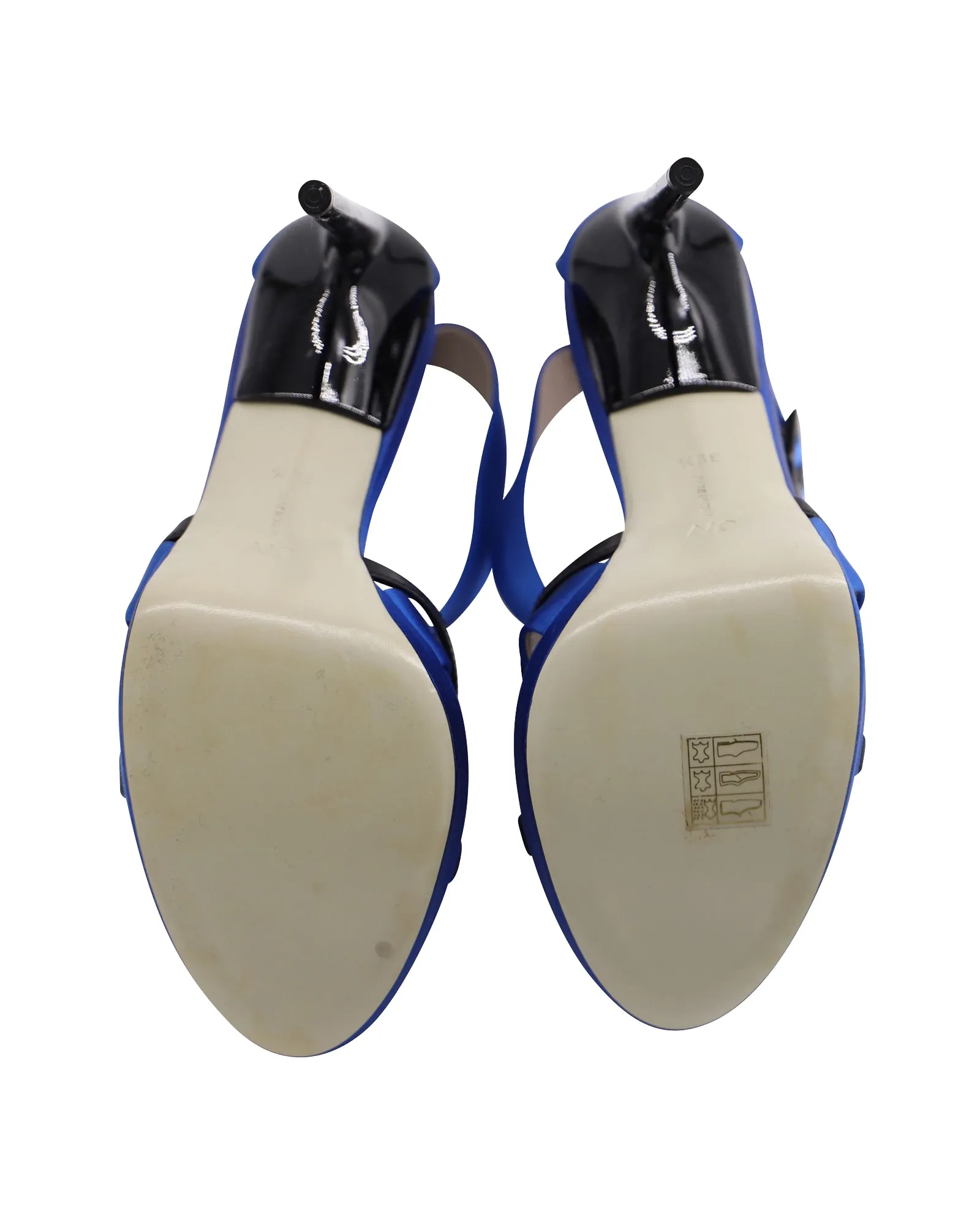 Jason Wu Marisa Crystal Embellished Platform Sandals in Blue Satin