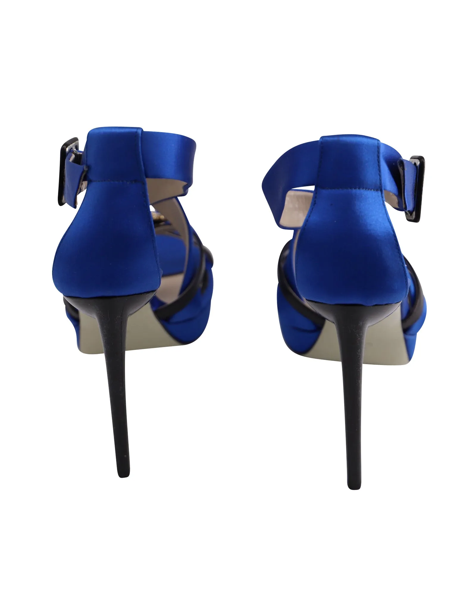 Jason Wu Marisa Crystal Embellished Platform Sandals in Blue Satin