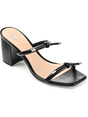 Jessa Womens Bow Faux Leather Block Heel