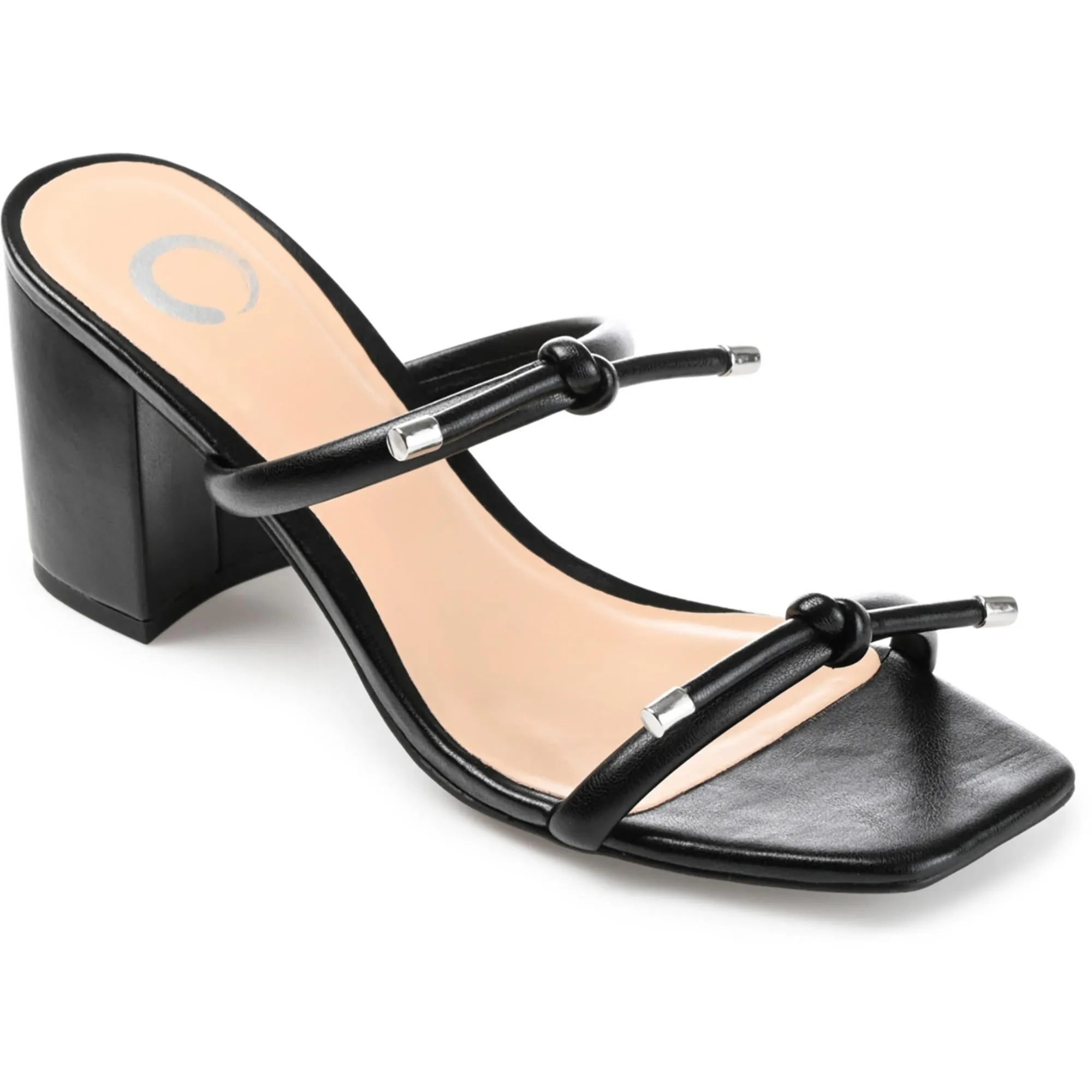 Jessa Womens Bow Faux Leather Block Heel