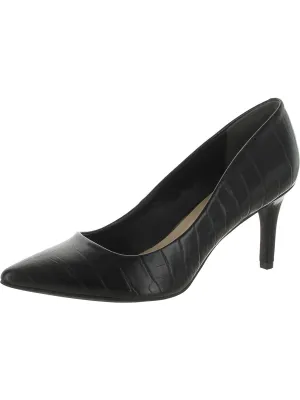 Jeules Womens Faux Leather Embossed Dress Pumps