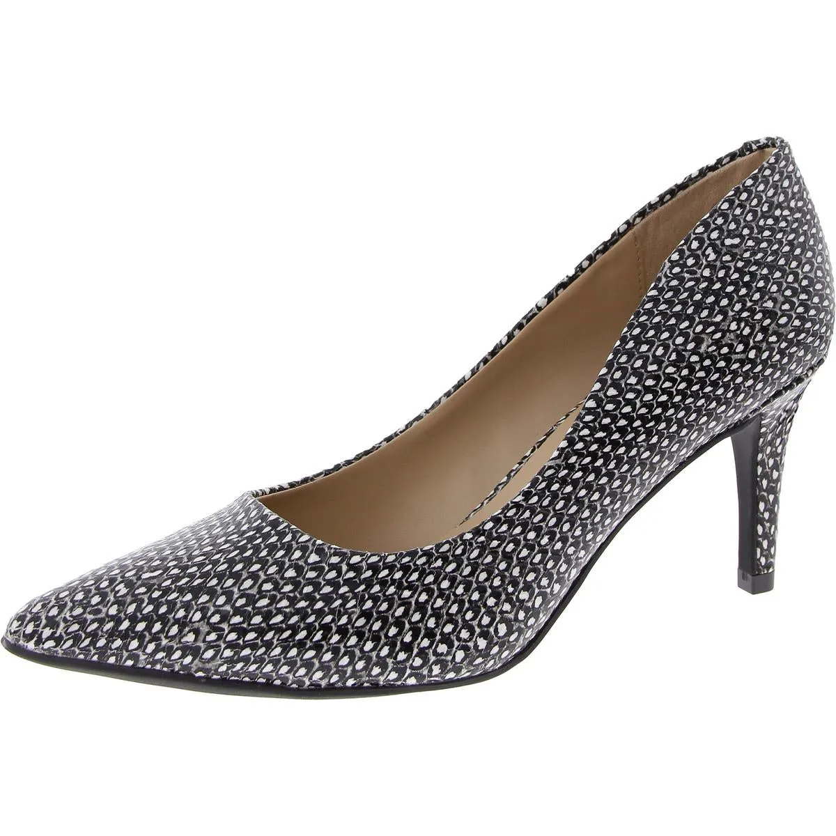 Jeules Womens Faux Leather Embossed Dress Pumps