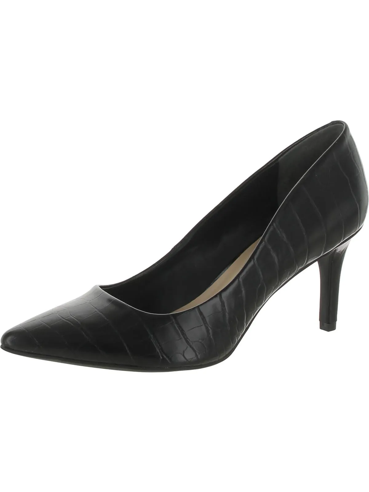 Jeules Womens Faux Leather Embossed Dress Pumps