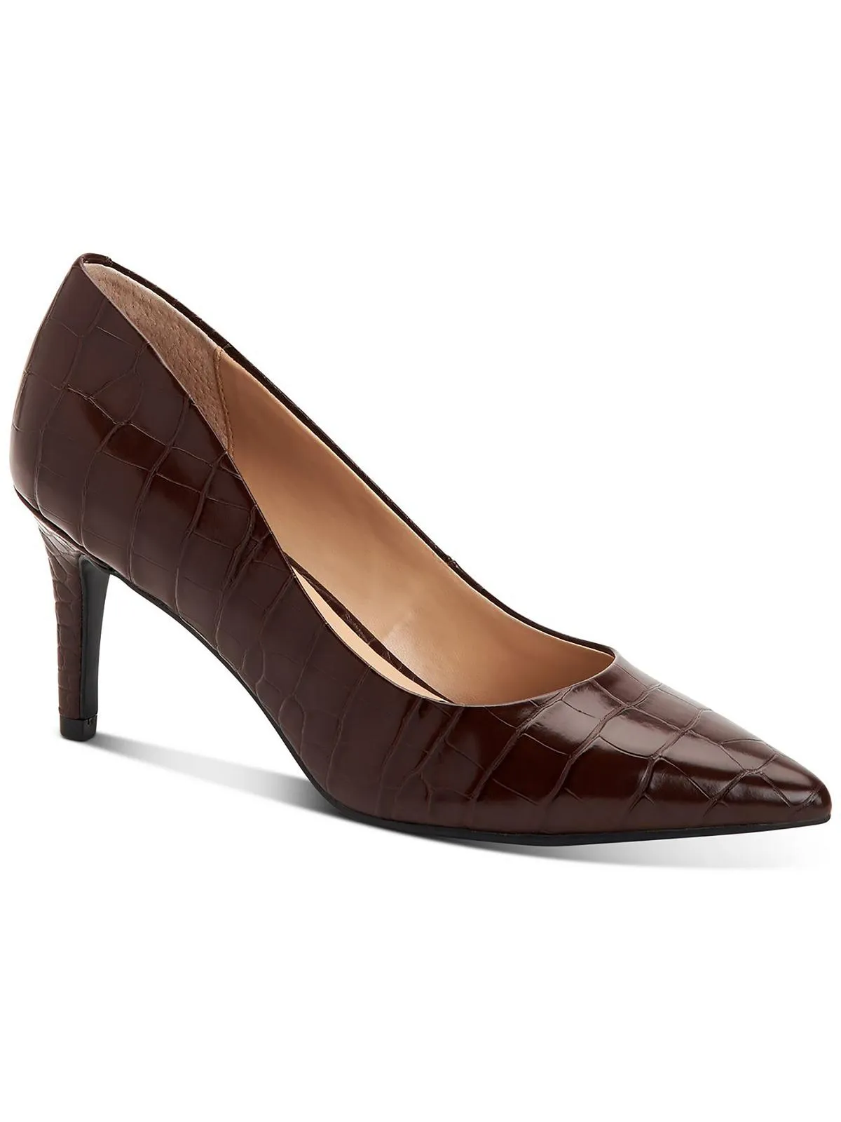 Jeules Womens Faux Leather Embossed Dress Pumps