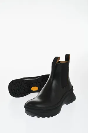 Jil Sander Leather Chelsea Booties With Vibram Sole