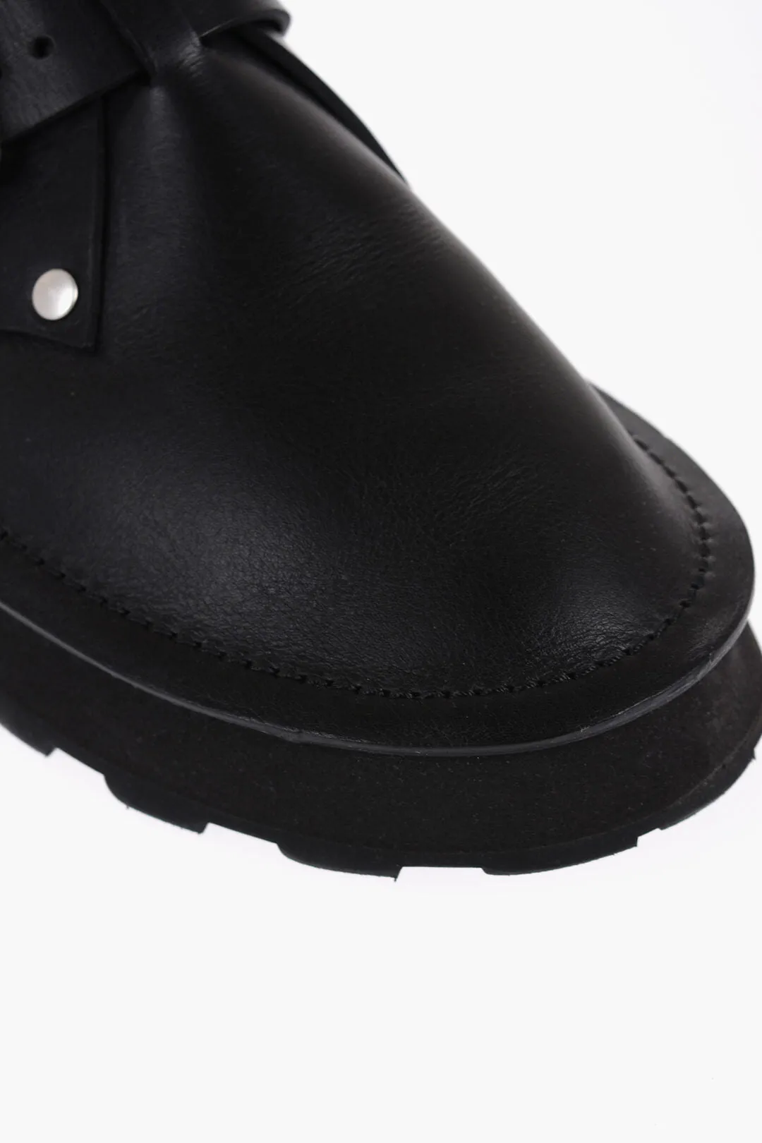 Jil Sander Leather Desert Booties With Front Buckle