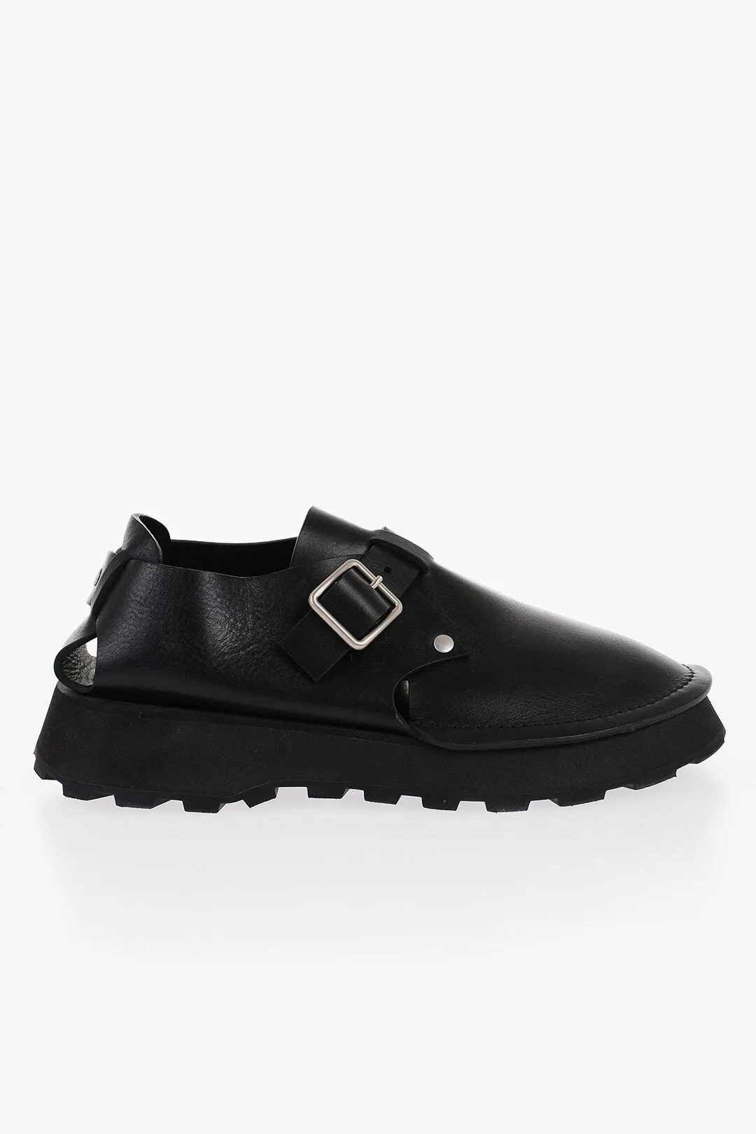 Jil Sander Leather Desert Booties With Front Buckle