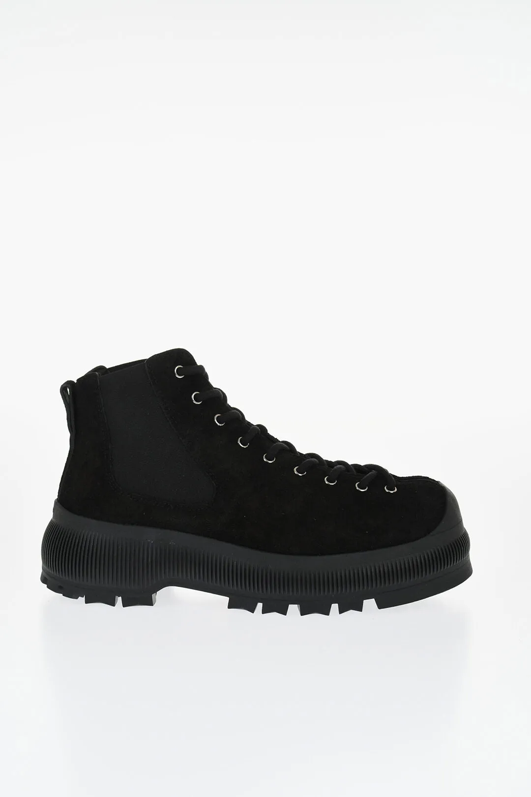Jil Sander Suede Lace-Up Chelsea Booties With Vibram Sole