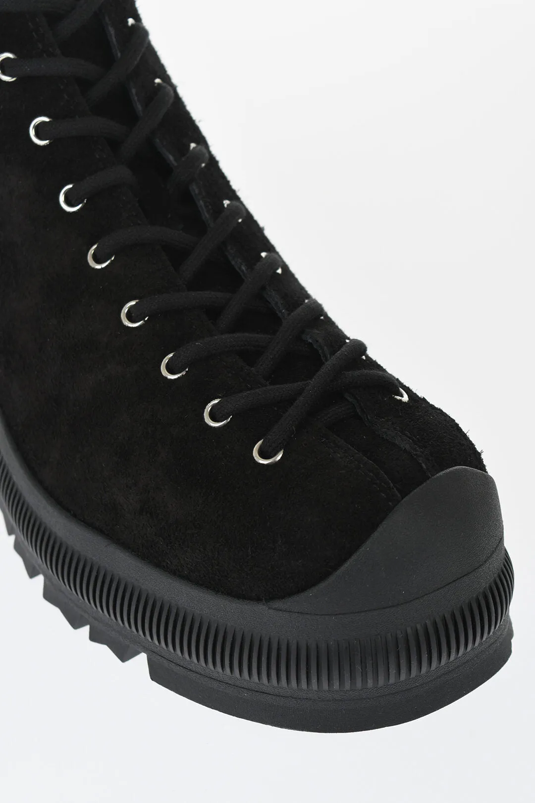 Jil Sander Suede Lace-Up Chelsea Booties With Vibram Sole