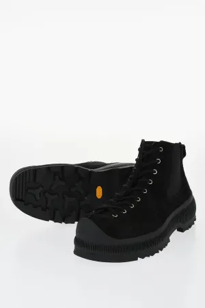 Jil Sander Suede Lace-Up Chelsea Booties With Vibram Sole