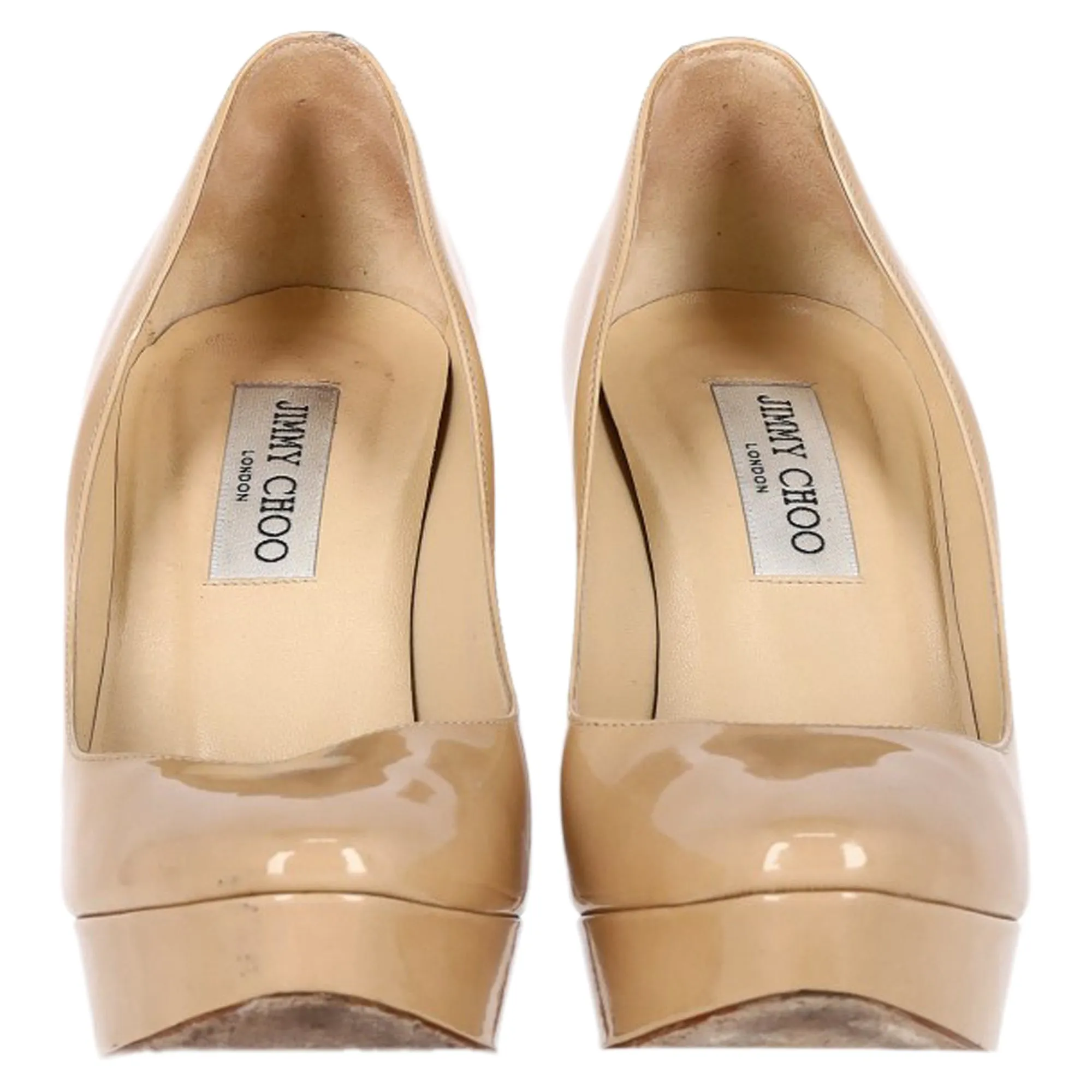 Jimmy Choo Platform Pumps in Nude Patent Leather