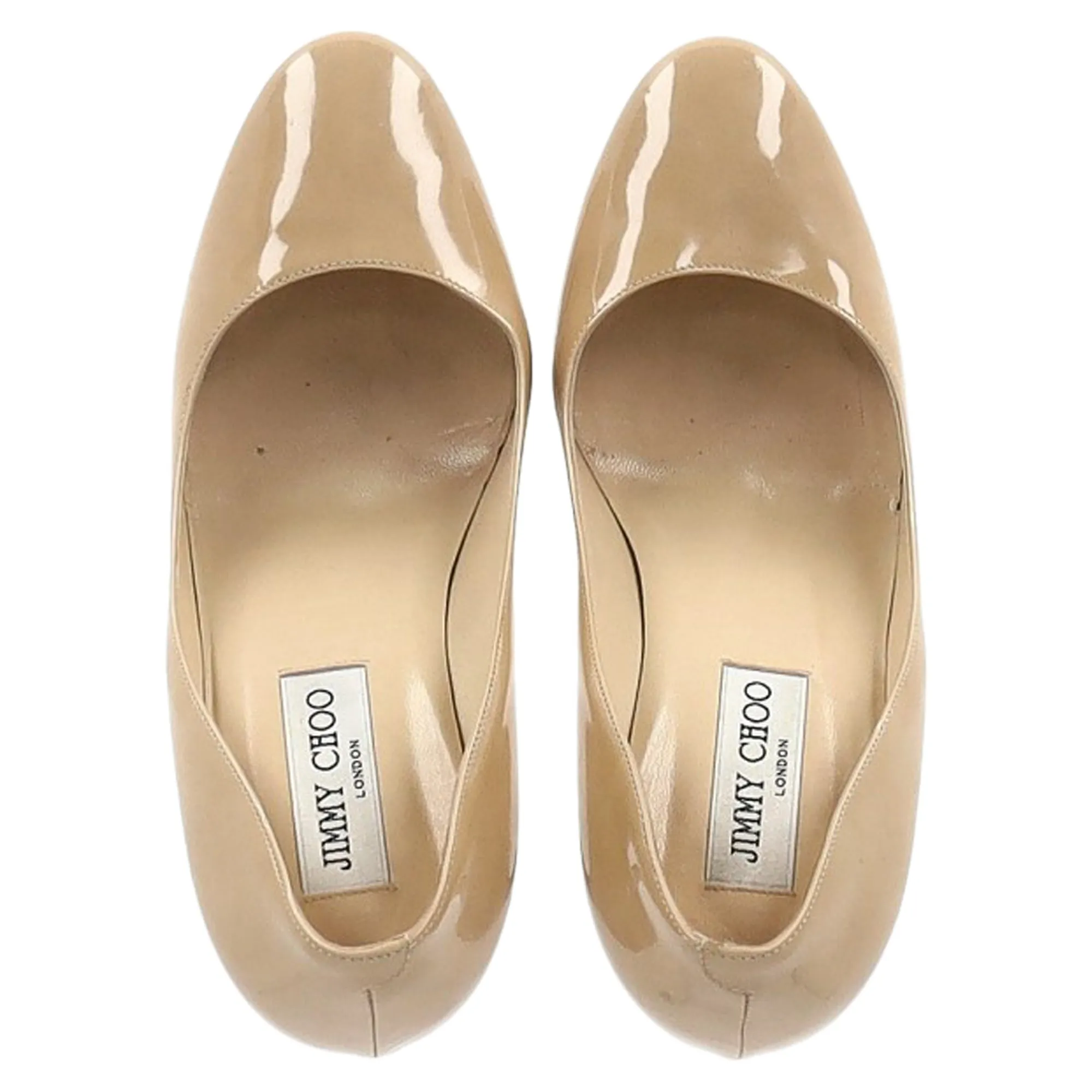 Jimmy Choo Platform Pumps in Nude Patent Leather