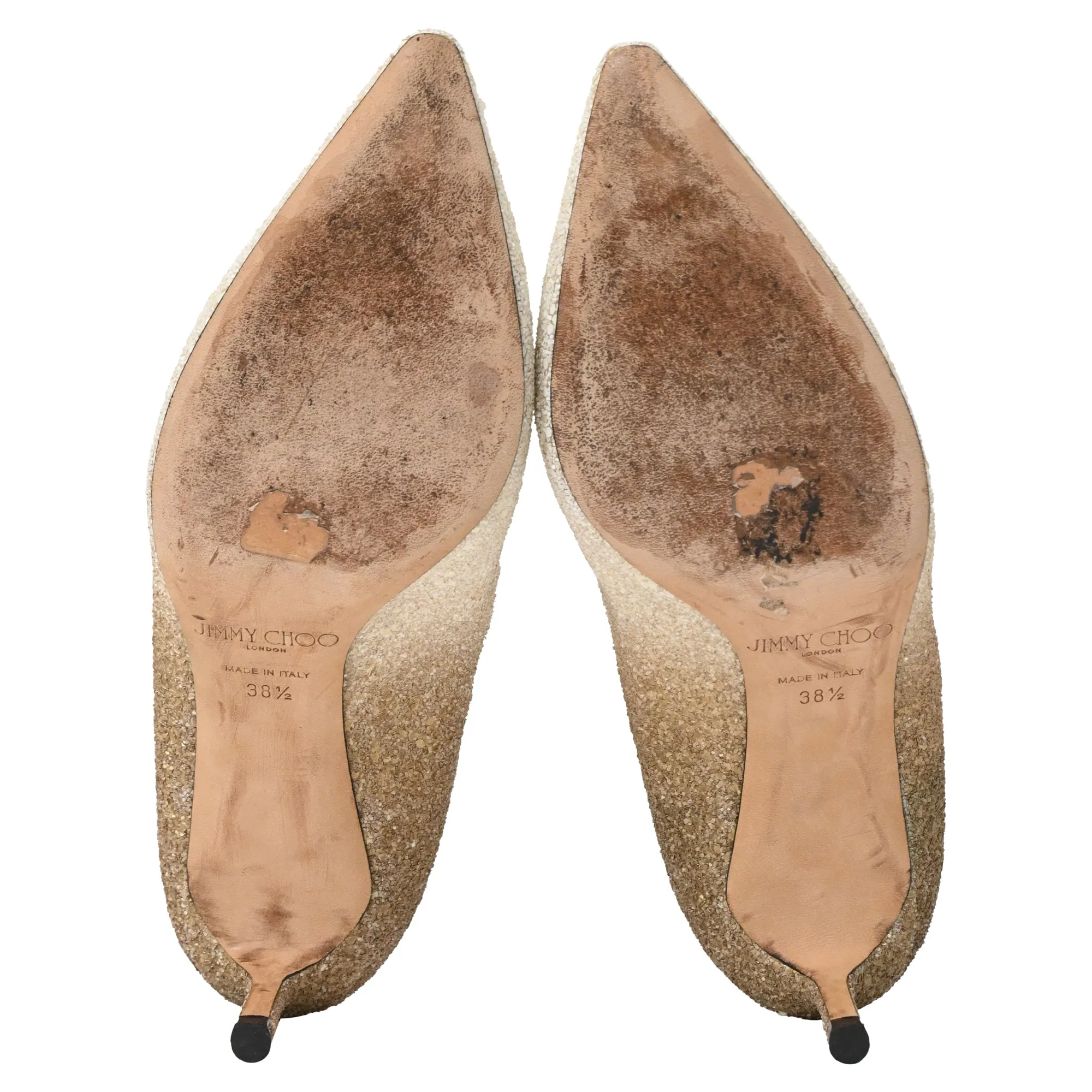 Jimmy Choo Pointed Toe Pumps in Gold Glitter