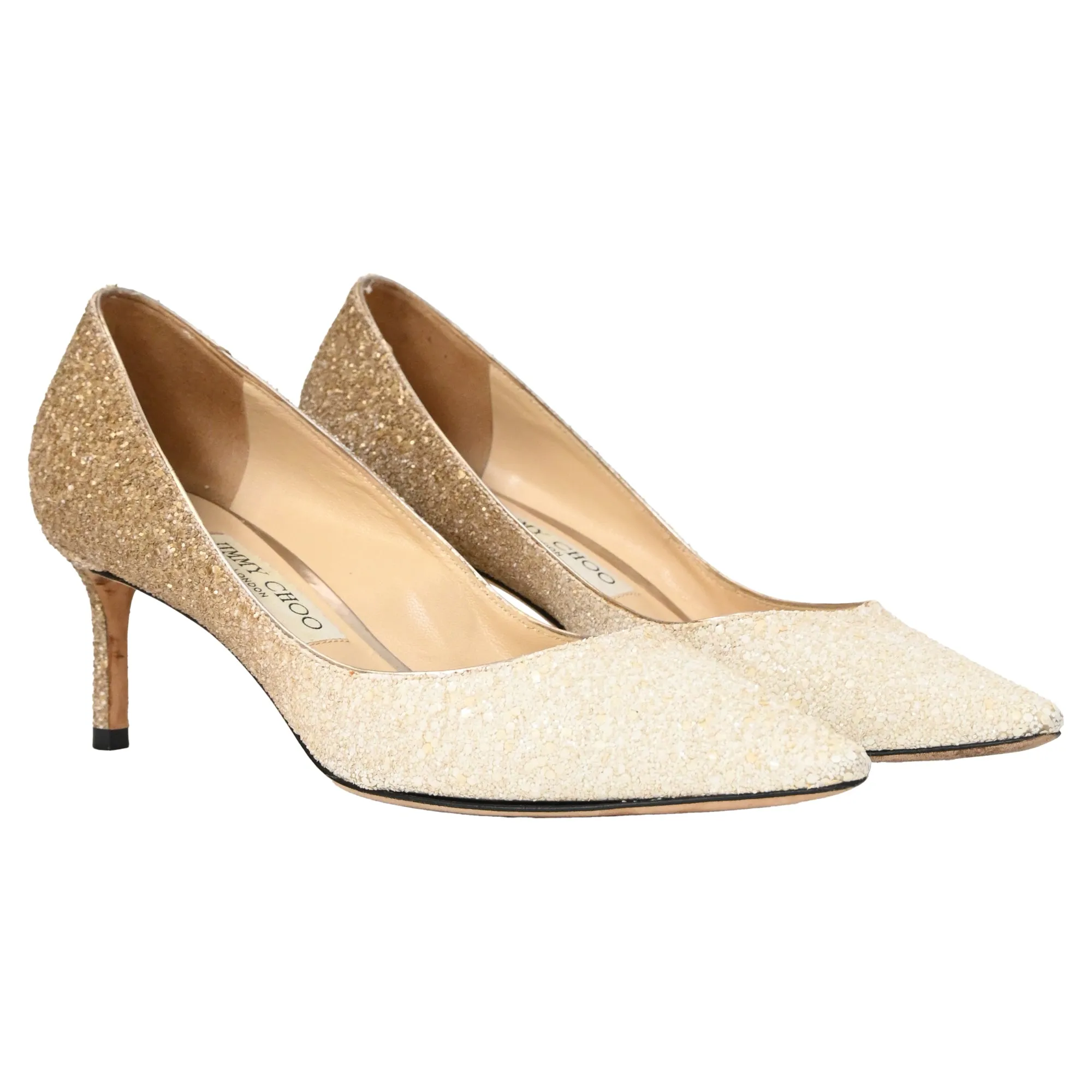 Jimmy Choo Pointed Toe Pumps in Gold Glitter