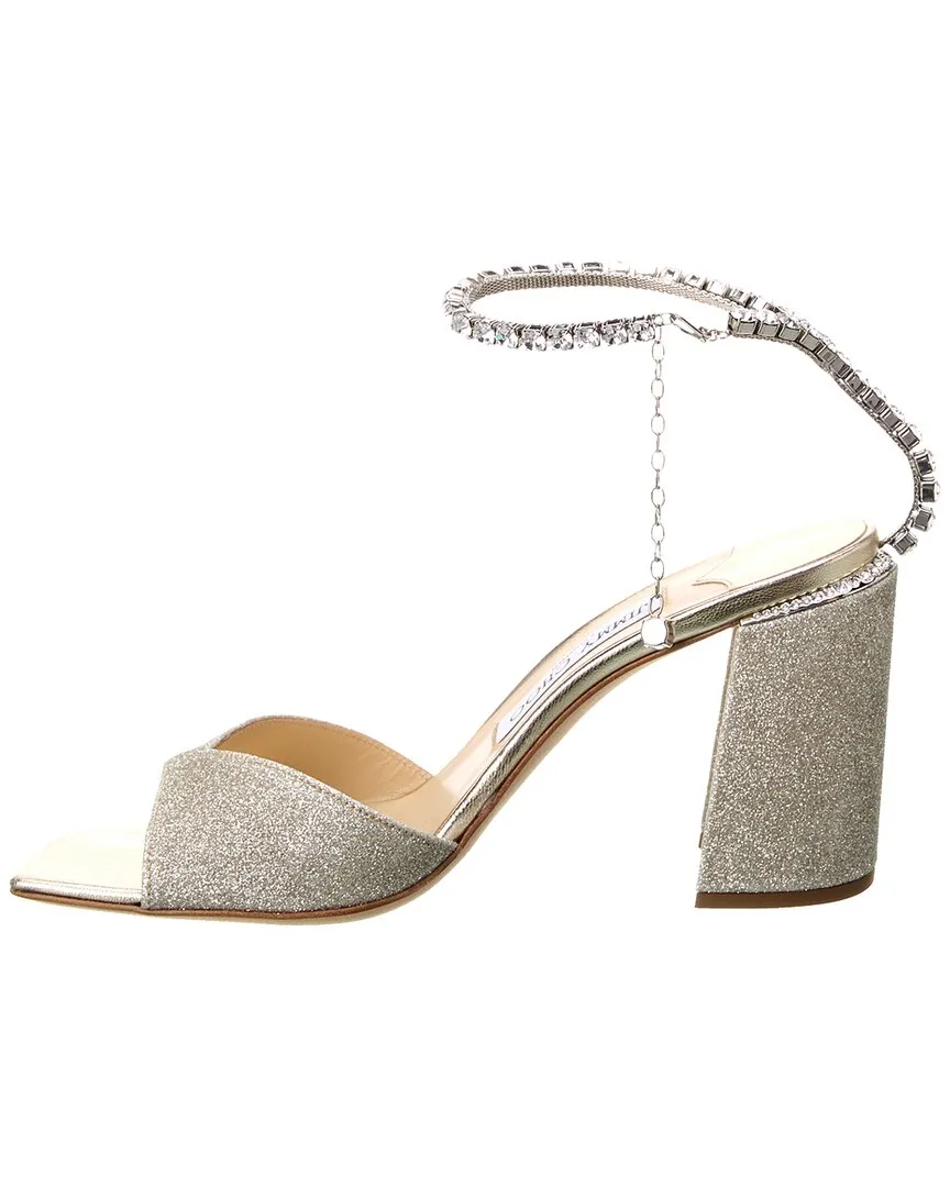 Jimmy Choo Saeda Block Heel 85 Glitter Sandal