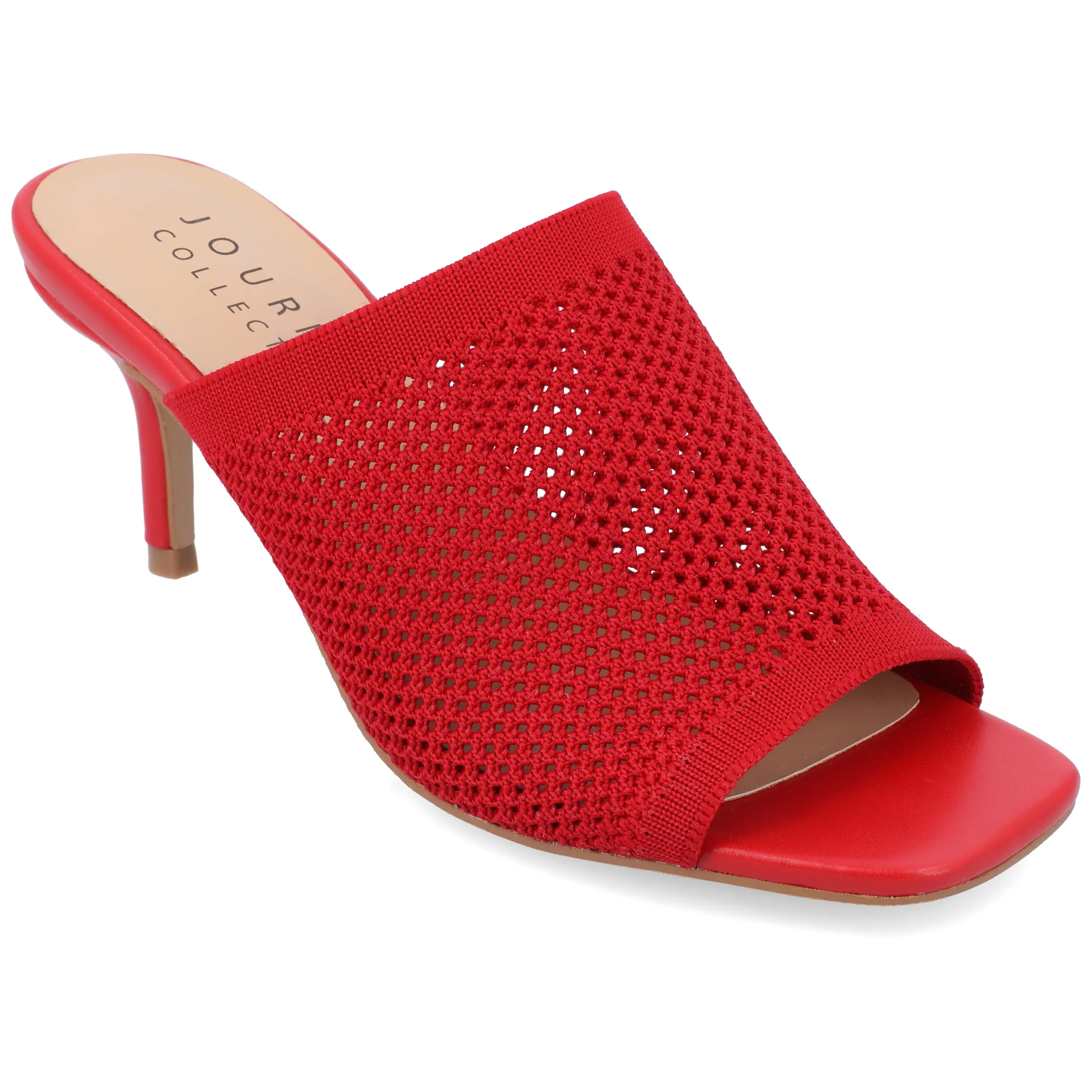 Journee Collection Womens Leighton Soft Knit Slip On Open Toe Pumps