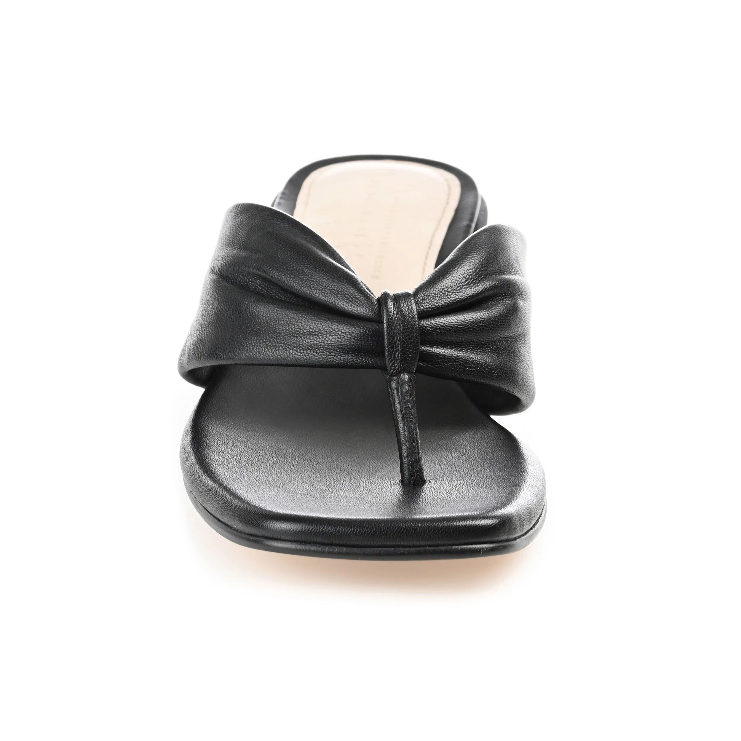 Journee Signature Womens Genuine Leather Francine Slip On Stacked Heel Sandals