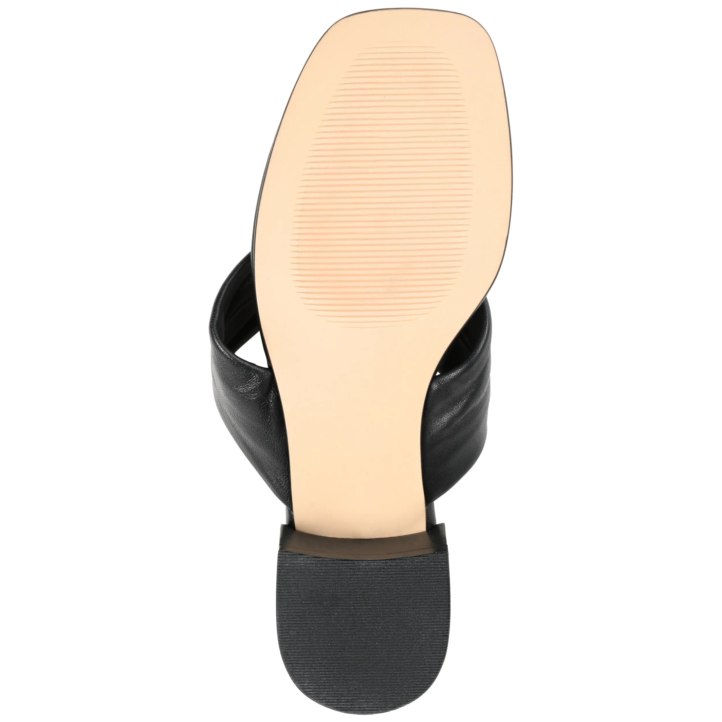 Journee Signature Womens Genuine Leather Francine Slip On Stacked Heel Sandals