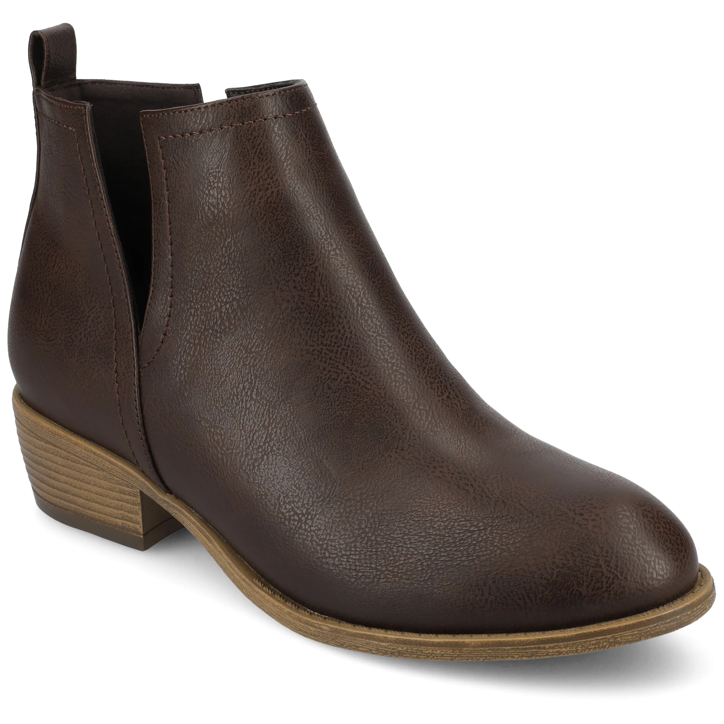 Journee Womens Rimi Pull On Stacked Heel Booties