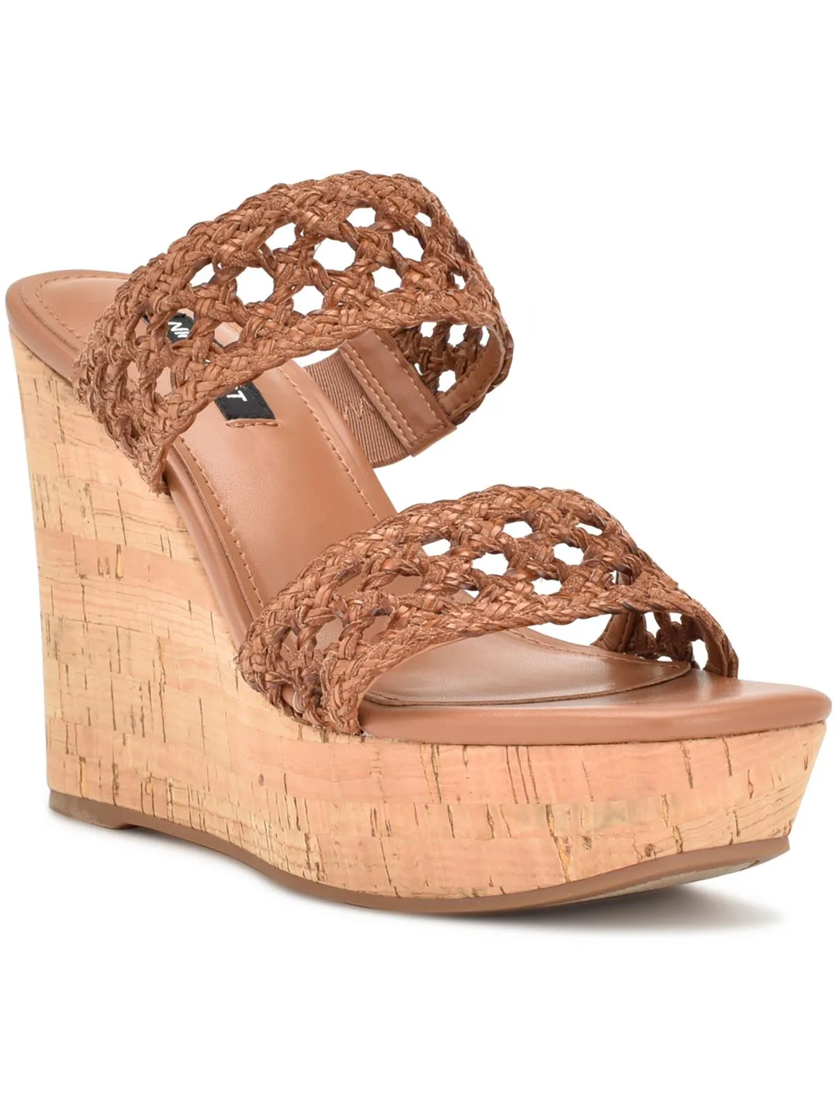 KALANI2 Womens Cork heel Square toe Wedge Sandals