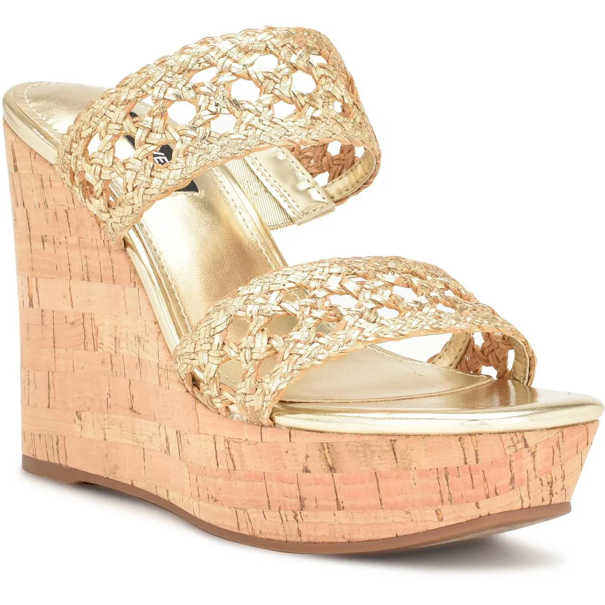 KALANI2 Womens Cork heel Square toe Wedge Sandals