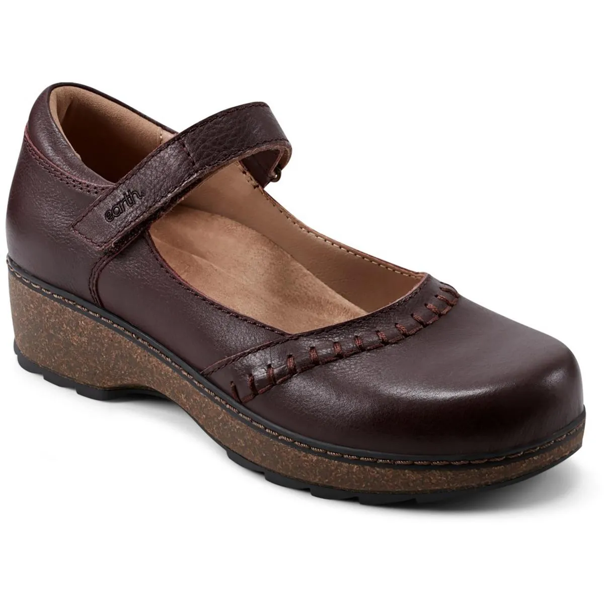 Kalece Womens Adjustable Leather Mary Jane Heels