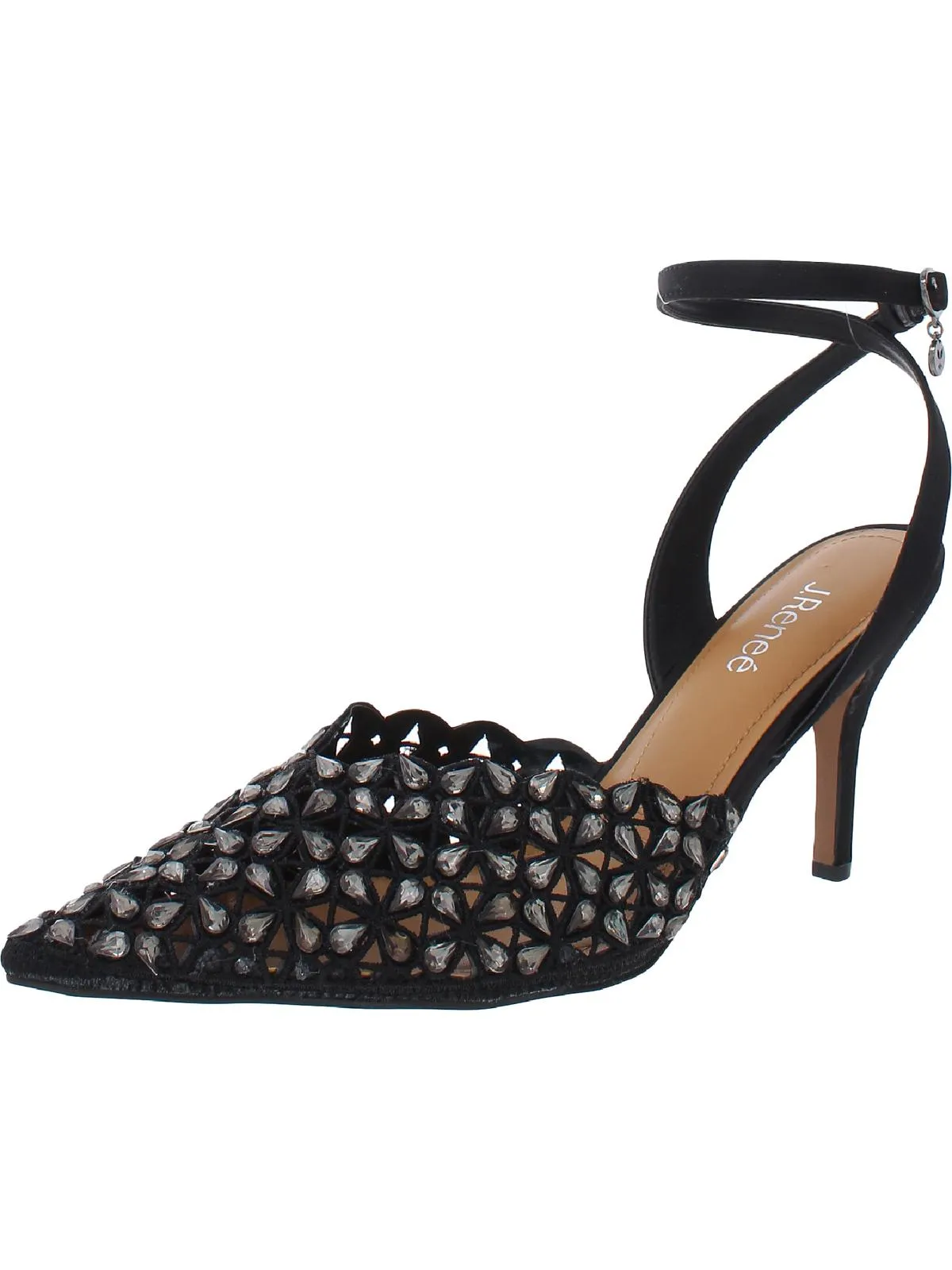 Kamilo Womens Satin Embellished Pointed Toe Heels