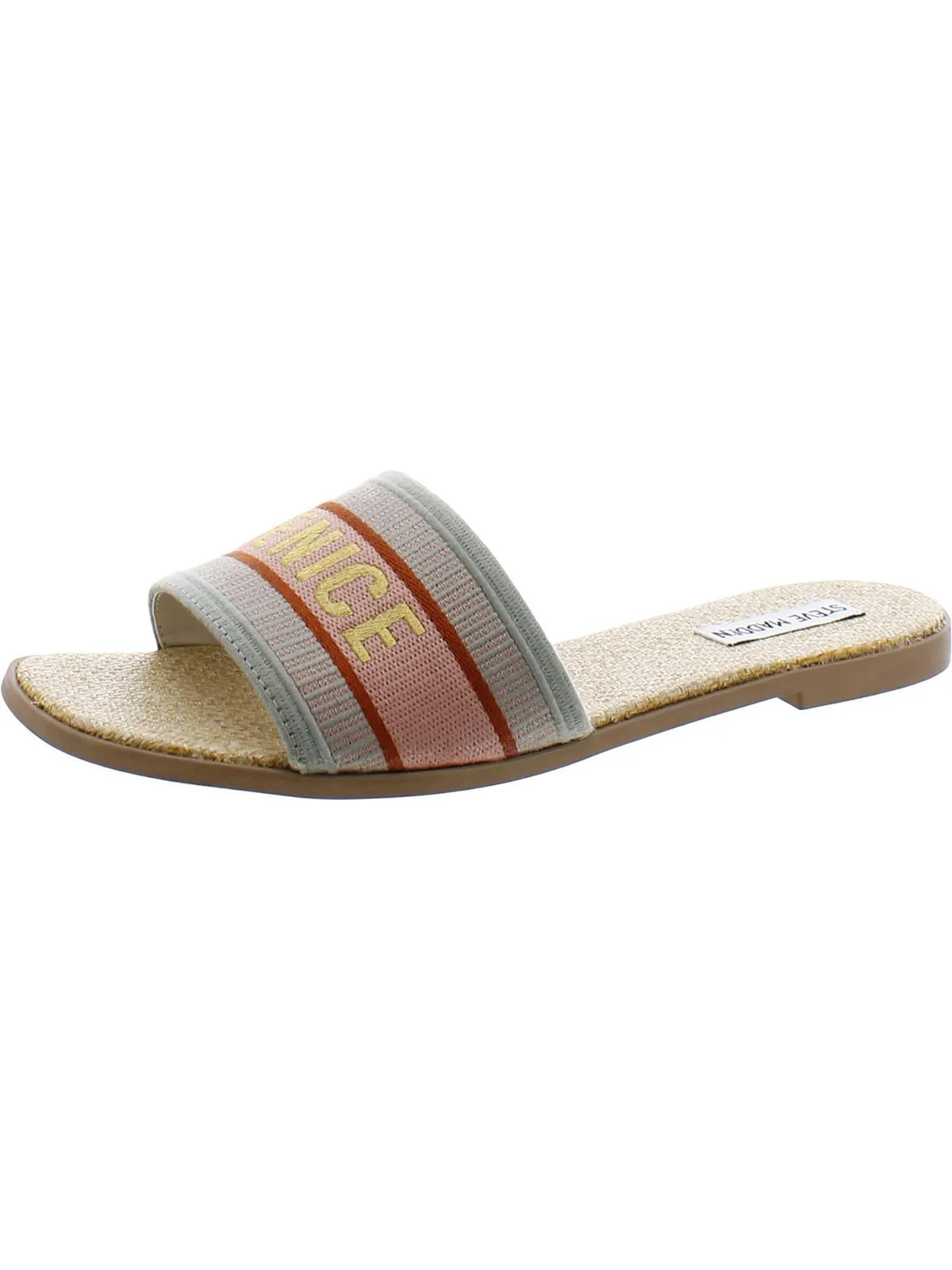 Knox Womens Embroidered Open Toe Slide Sandals