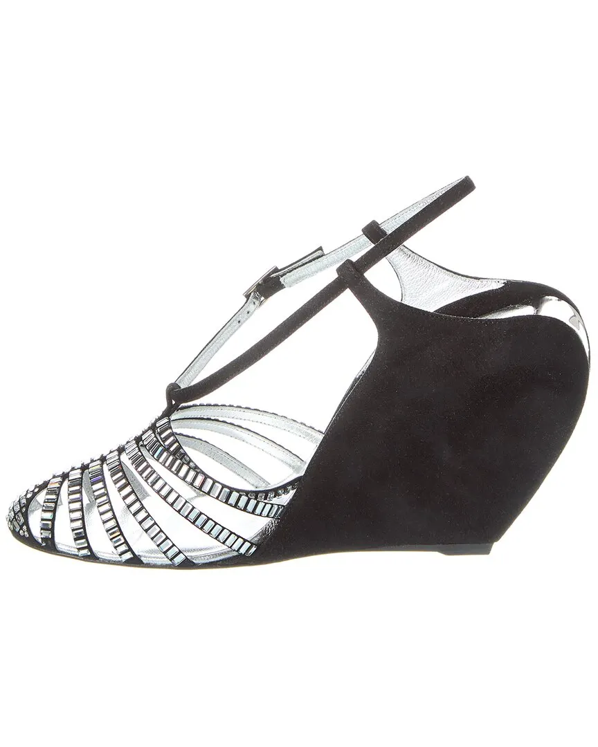 LANVIN Banana Heel Suede Wedge Sandal
