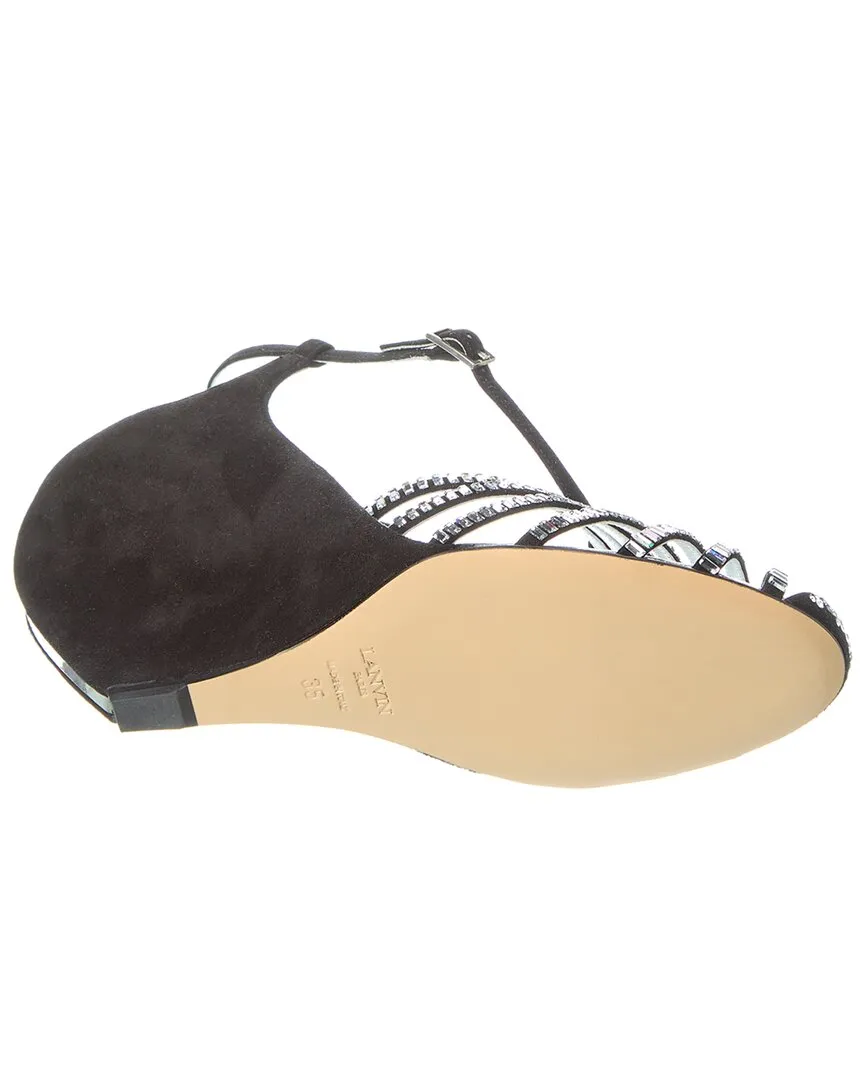 LANVIN Banana Heel Suede Wedge Sandal