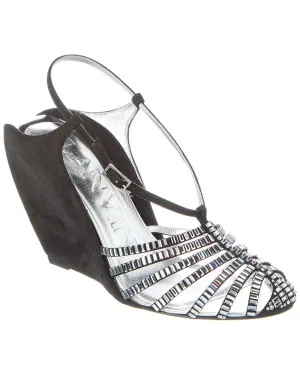 LANVIN Banana Heel Suede Wedge Sandal