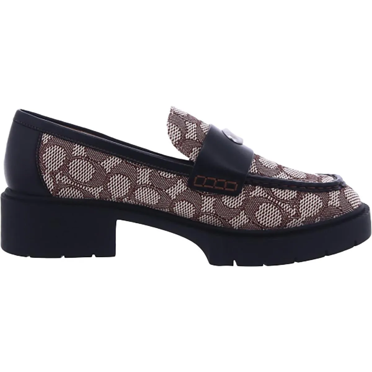 Leah Womens Leather Slip On Loafer Heels