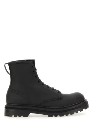 Leather Boots With Tubular Lace-Up Design