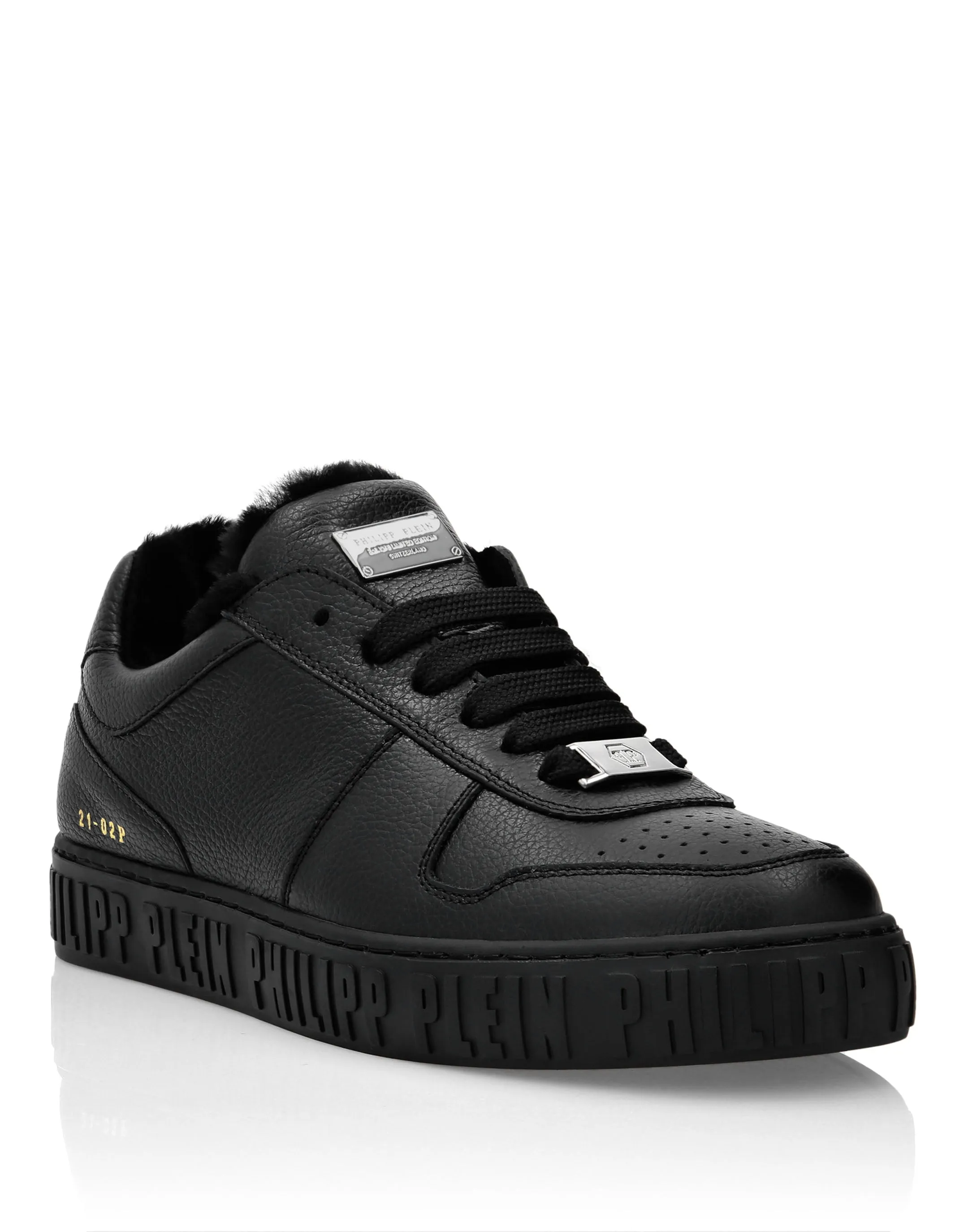 Leather Lo-Top Sneakers Shearling lining King Power