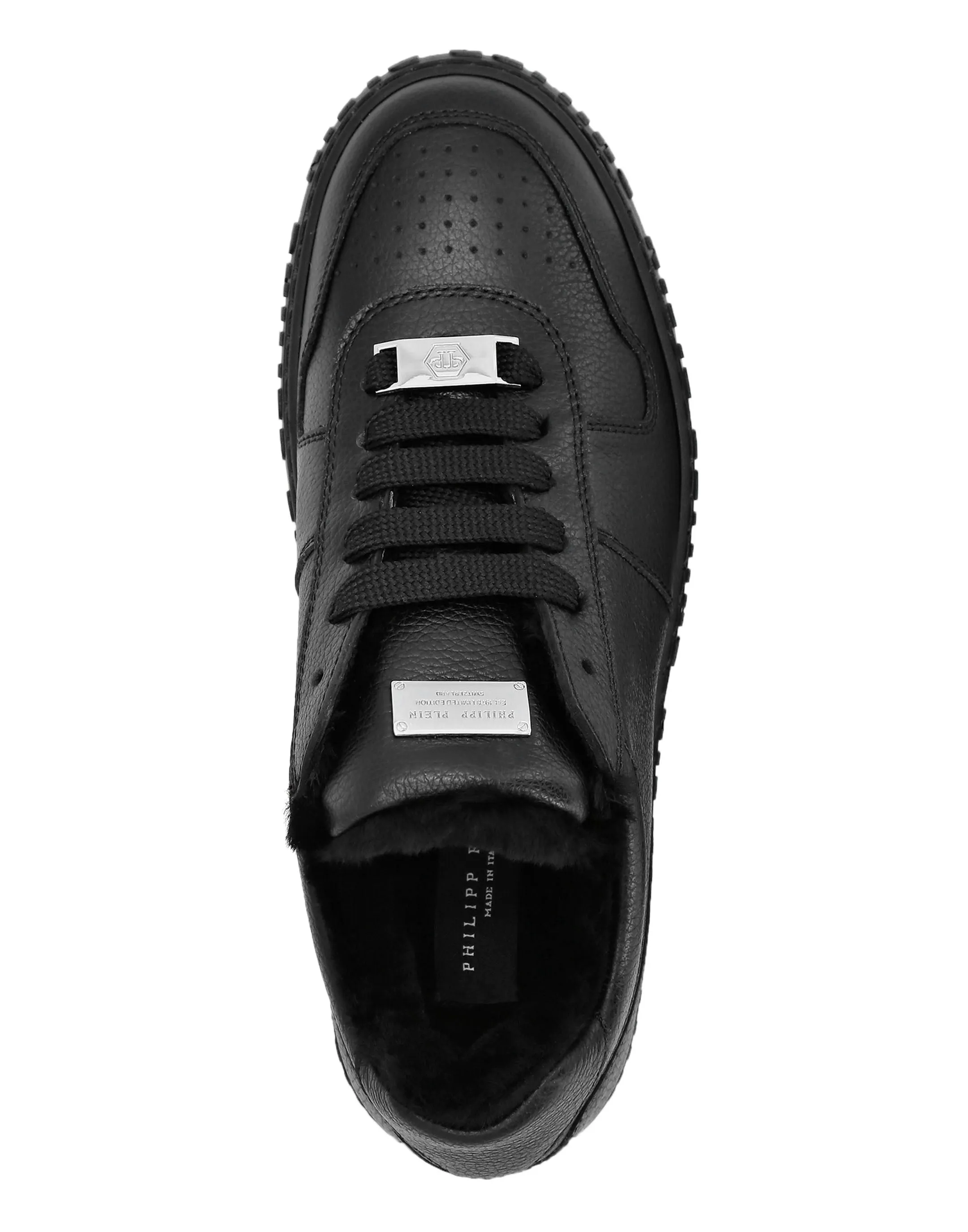 Leather Lo-Top Sneakers Shearling lining King Power
