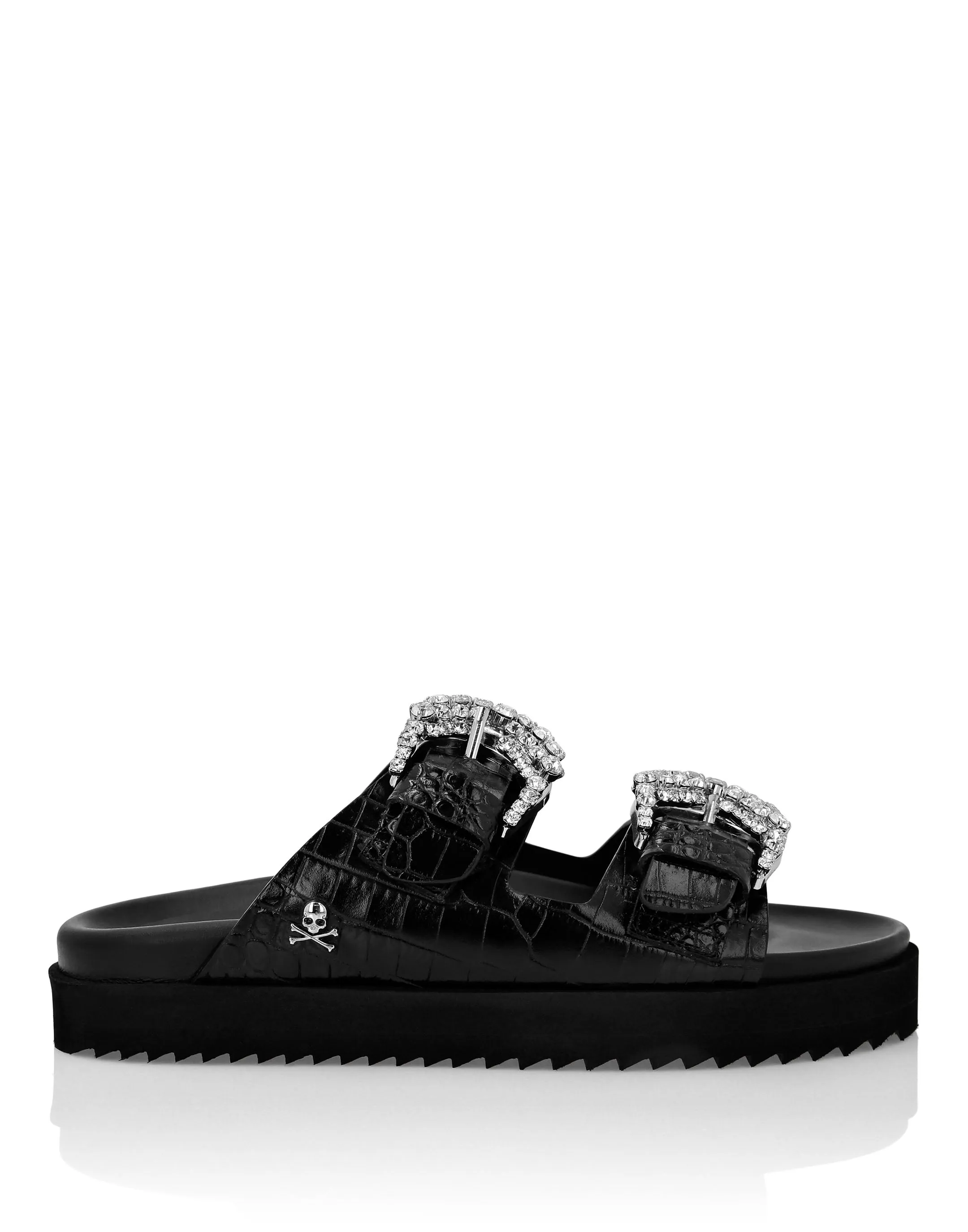 Leather Sandals Cocco Print Skull