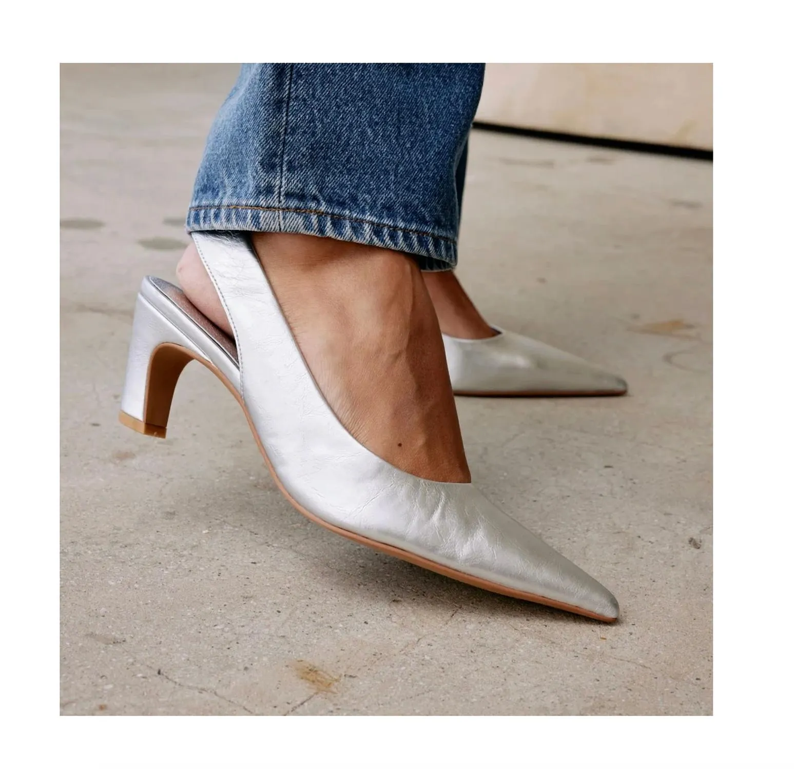 Leona Slingback Heels In Silver