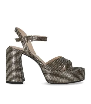 Lexy Black Gold Heeled Sandal