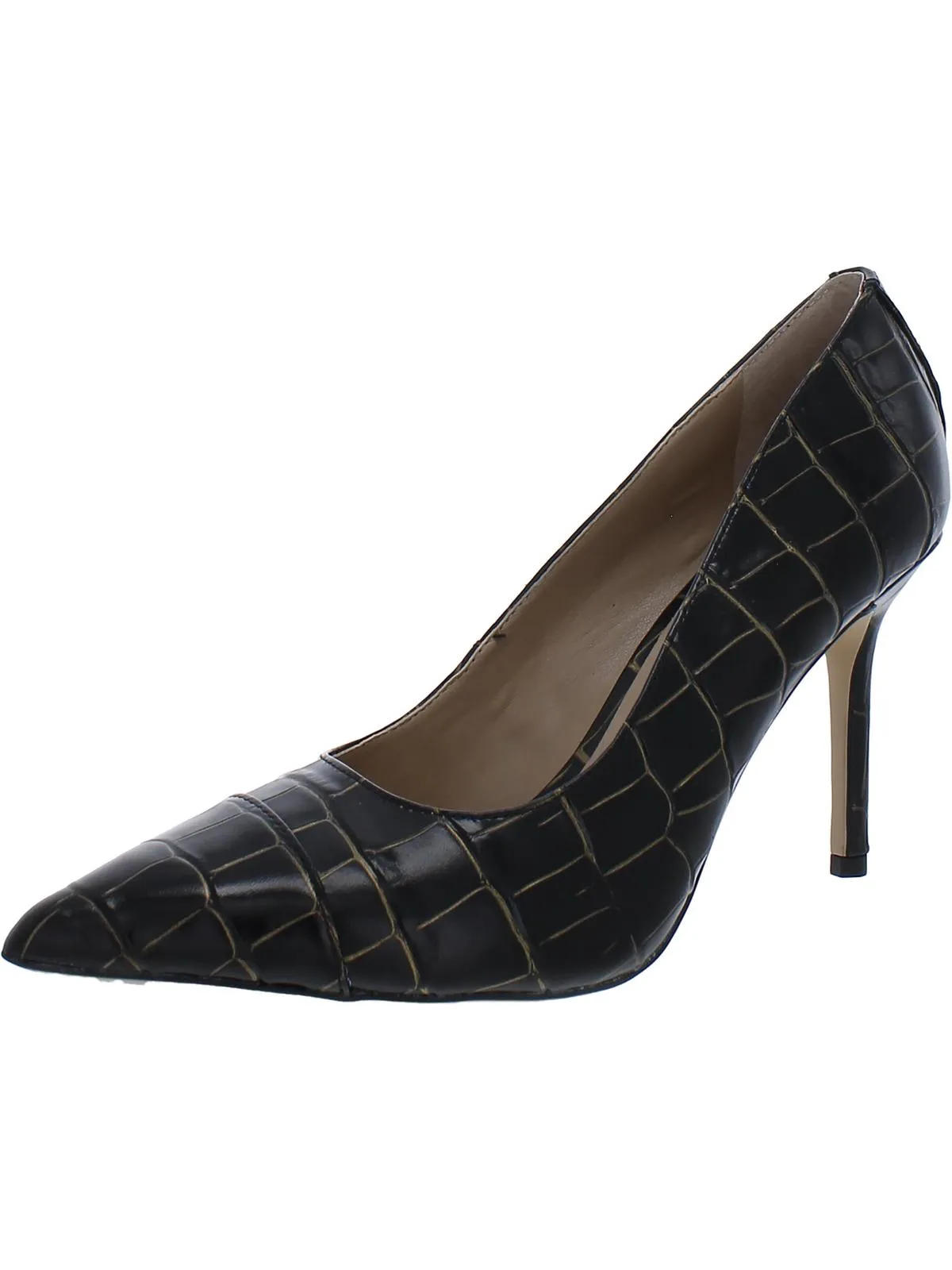 Lindella Womens Leather Slip On Pointed Toe Heels